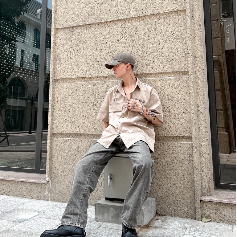 Áo Sơ Mi Tay Lỡ Form Rộng Dành Cho Nam Kiểu Dáng Basic Đơn Giản Nhẹ Nhàng