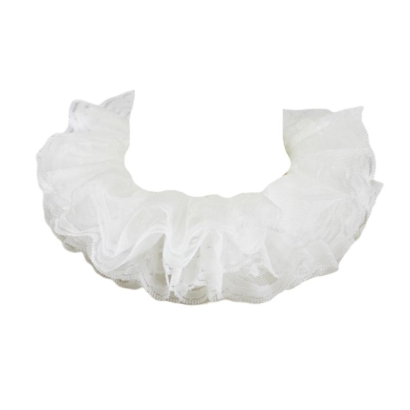 Yoioi Khăn Choàng Cổ Elizabethan Vải Tuyn Nhiều Lớp Ren Hoa Trắng Có Thể Tháo Rời Lại Victorian Co