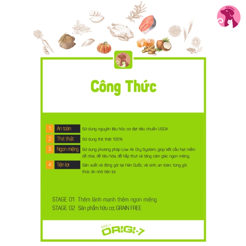 (6kg) Thức ăn cho chó - Hạt mềm hữu cơ ORIGI 7 (NK Hàn Quốc)