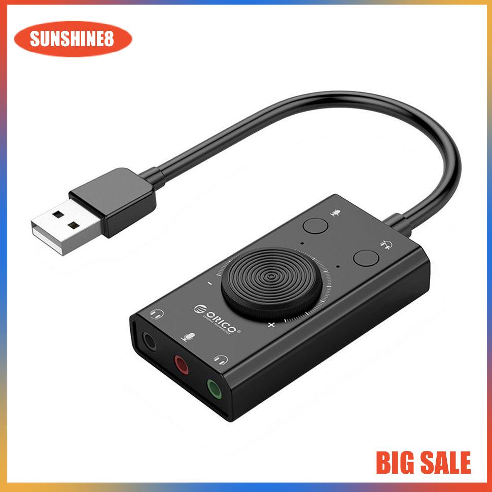 【SUN】USB External Sound Cards 3 Ports Microphone Output Volume No Driver