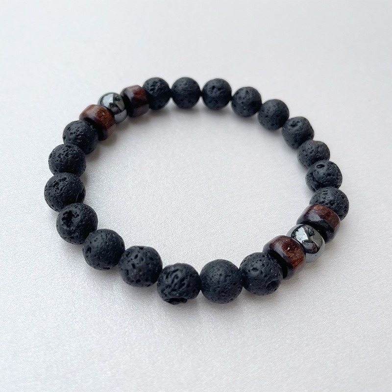 Vòng Tay Chuỗi Hạt Đá Núi Lửa 8mm Phong Cách Hip Hop Thời Trang Cho Nam