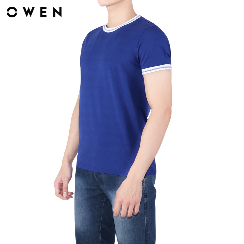 Áo Tshirt ngắn tay Nam Owen Cotton Slim Fit màu Xanh - TSN22016