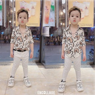 Bộ sơ mi lụa bé trai mềm mát (Quần + áo)