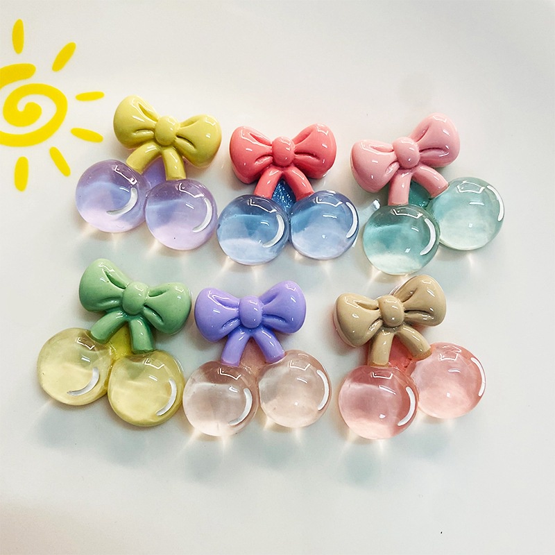 Bộ 10 Nơ Nhựa Trong Suốt 3D Dán Trang Trí Bình Nước/Kẹp Tóc/Điện Thoại DIY