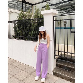 💃 quần culottes tím chất đũi cạp cao ống rộng
