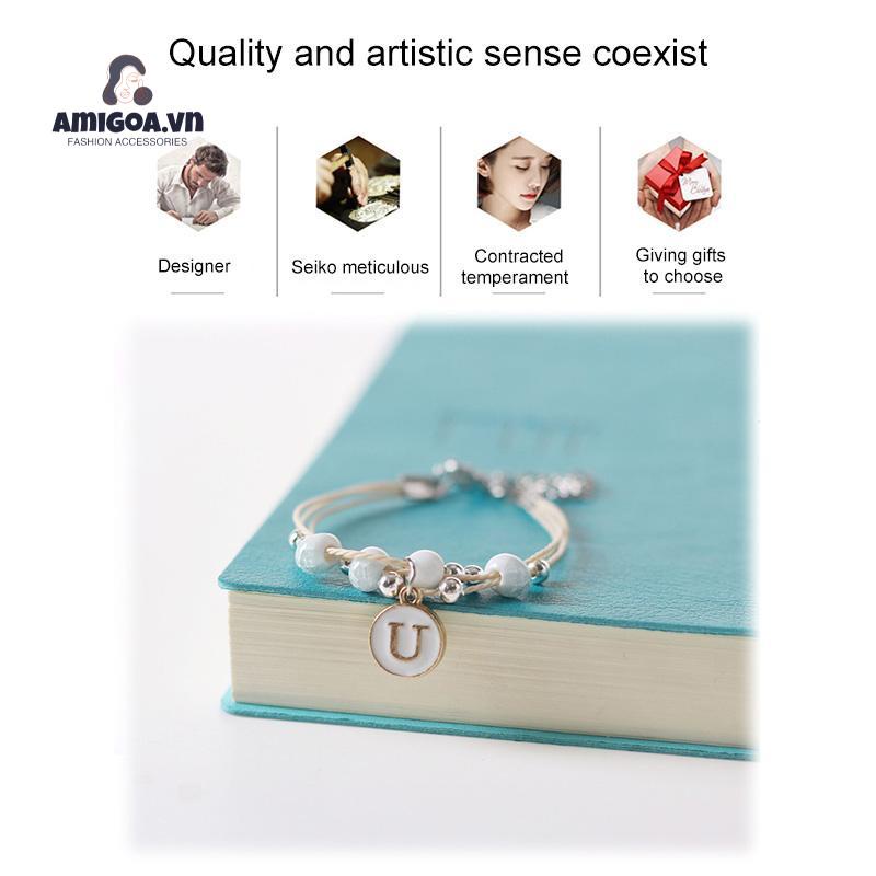 Vòng Đeo Tay Bằng Gốm Họa Tiết Chữ Dễ Thương Bắt Mắt Sành Điệu
