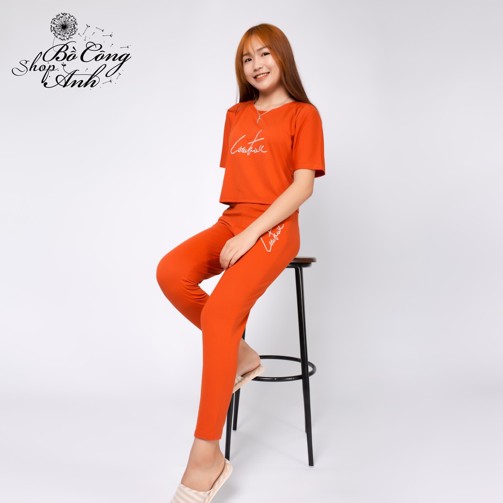 Đồ bộ mặc nhà Bồ Công Anh quần dài áo croptop thiêu chữ ký | BigBuy360 - bigbuy360.vn