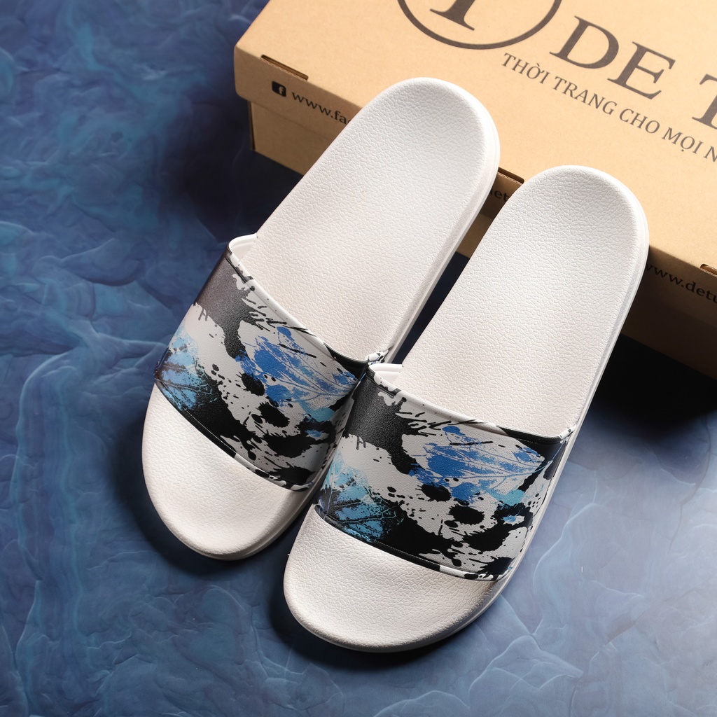 Dép Quai Ngang Unisex DETU DNT18 màu (Trắng/Xanh)