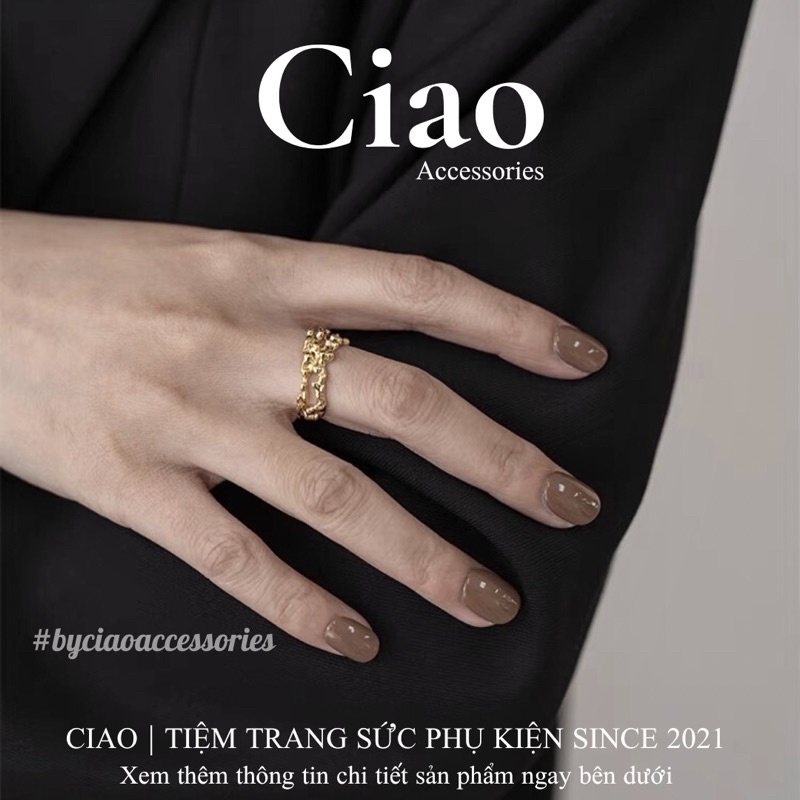 [HOẢ TỐC 1H] Nhẫn mạ bạc S925 thiết kế hoạ tiết trừu tựơng mã 25 phong cách trendy Ciao accessories