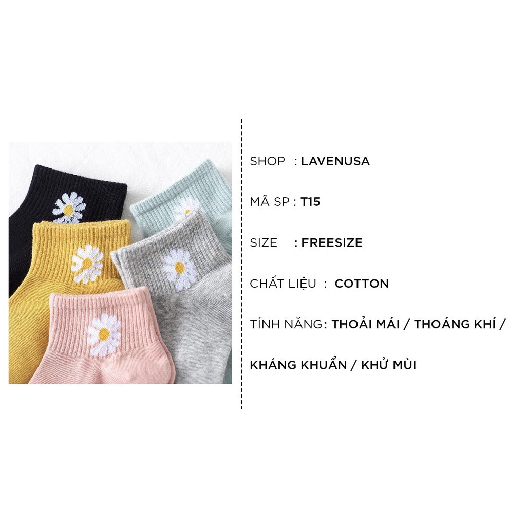 Tất nữ hoa cúc🍁FREESHIP🍁tất hoa cúc cổ ngắn đẹp có túi đựng