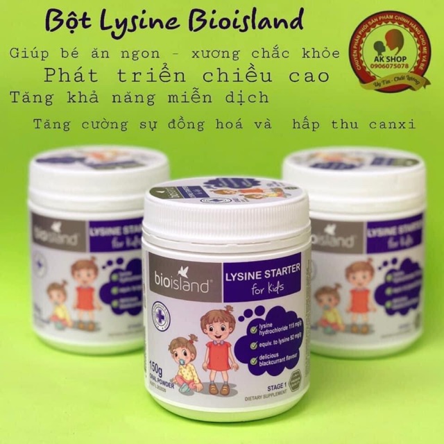 Lysine bột 150g bio island hàng chính hãng