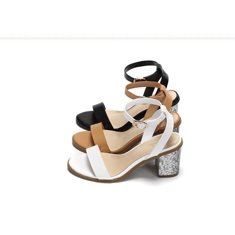 Sandal quai ngang Daphne da mềm mịn, gót vuông 6cm (size 38-240)