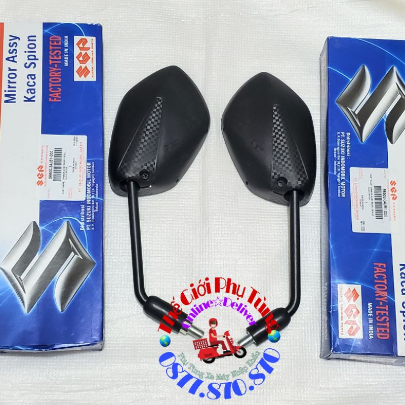 Kính hậu - kiếng hậu Raider Fi, Satria Fi zin Suzuki Indonesia - 56500-34J51-000/ 56600-34J51-000
