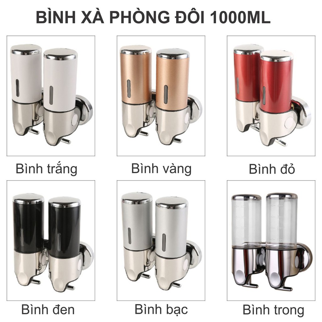 Bình đựng xà phòng, xà bông, dầu gội, sữa tắm cao cấp treo tường (Bình đôi tròn)