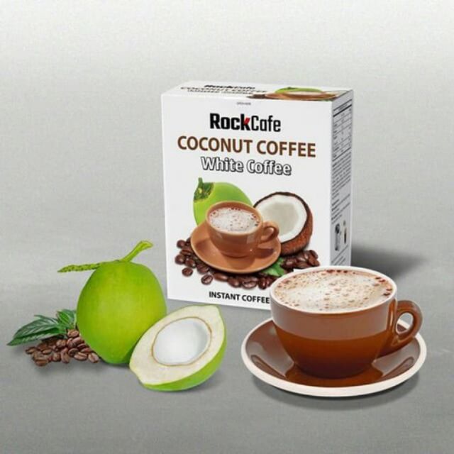 Cafe Dừa Rock cafe/ cà phê Dừa/ Coconut coffee - hoà tan hộp 240gr 12 gói