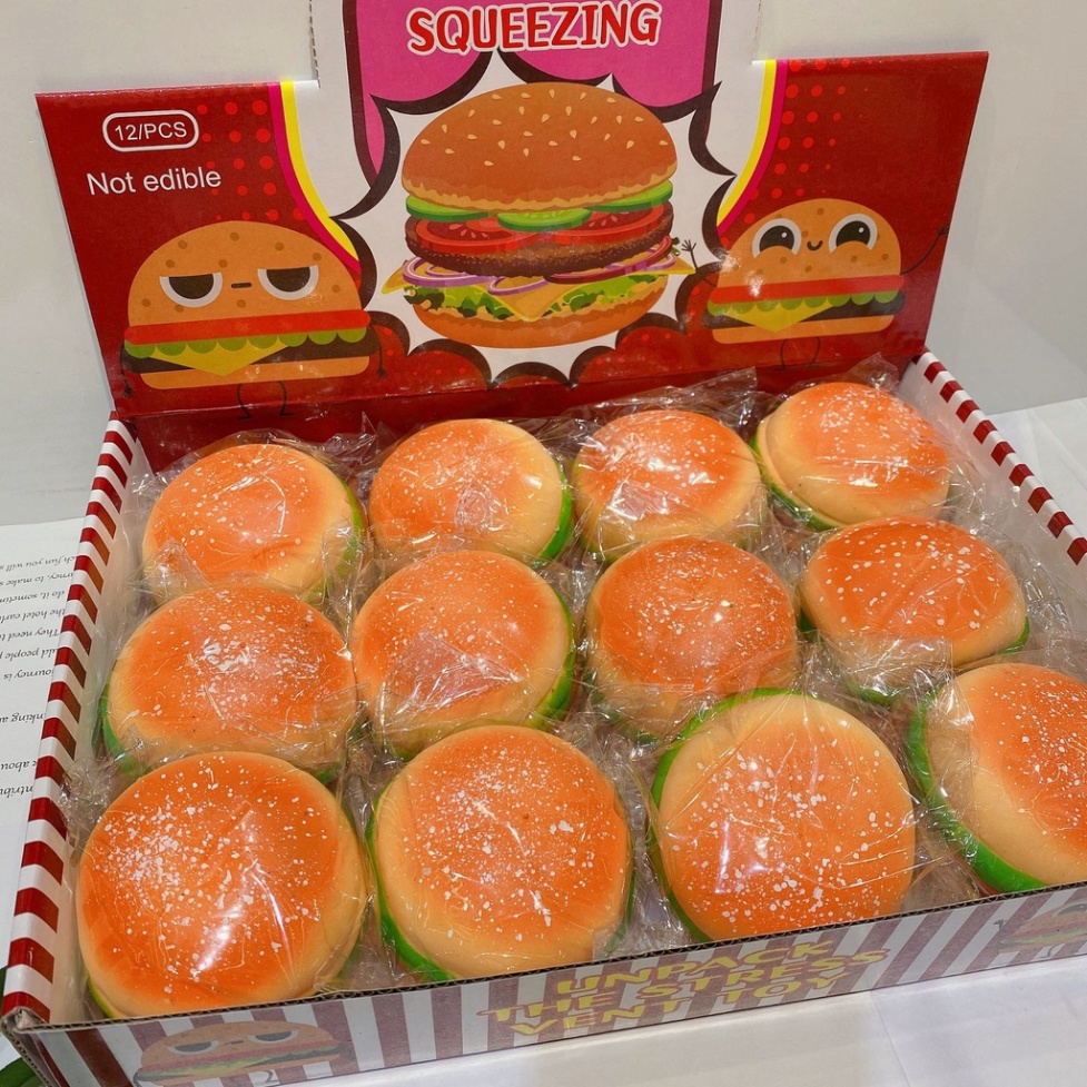 Squishy hình bánh humberger mềm mịn dễ thương chân thực giảm stress