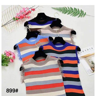 G11. 899. ÁO LEN SỌC TUA SÁT NÁCH