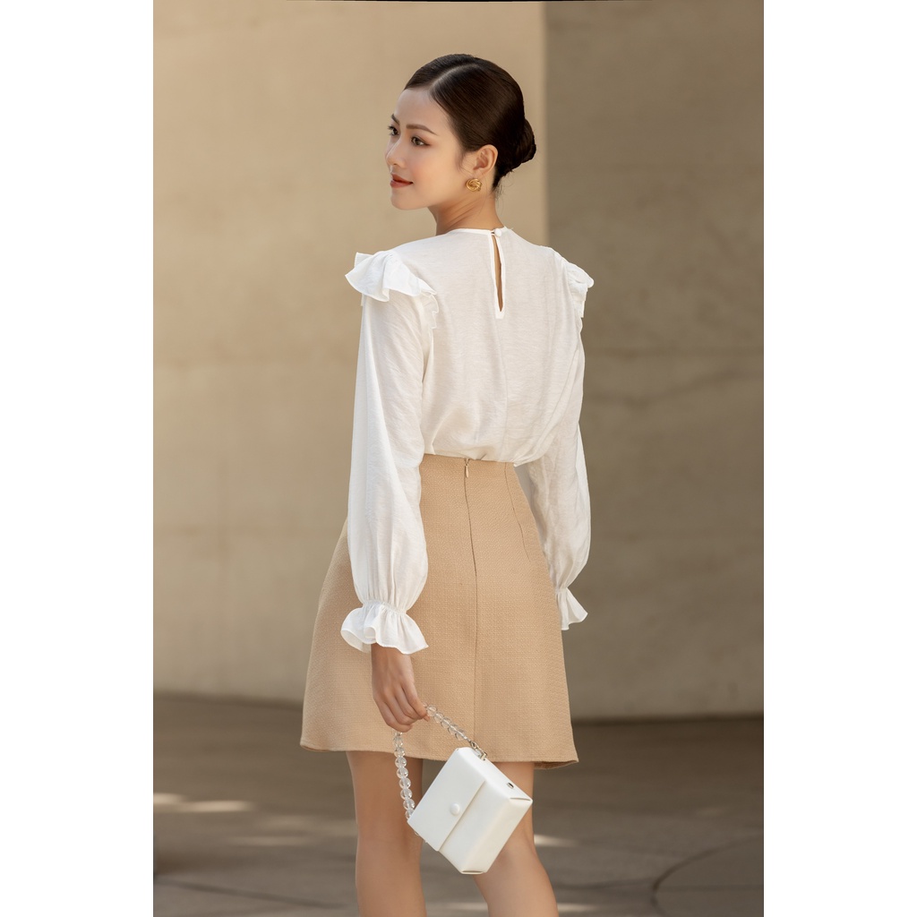 OLV - Chân Váy Plicated Tie Skirt in Beige