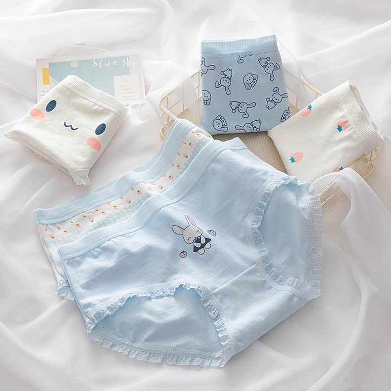 Quần lót nữ cotton trơn thỏ dâu tây dễ thương thoáng khí co giãn kháng khuẩn 228 - HaSong