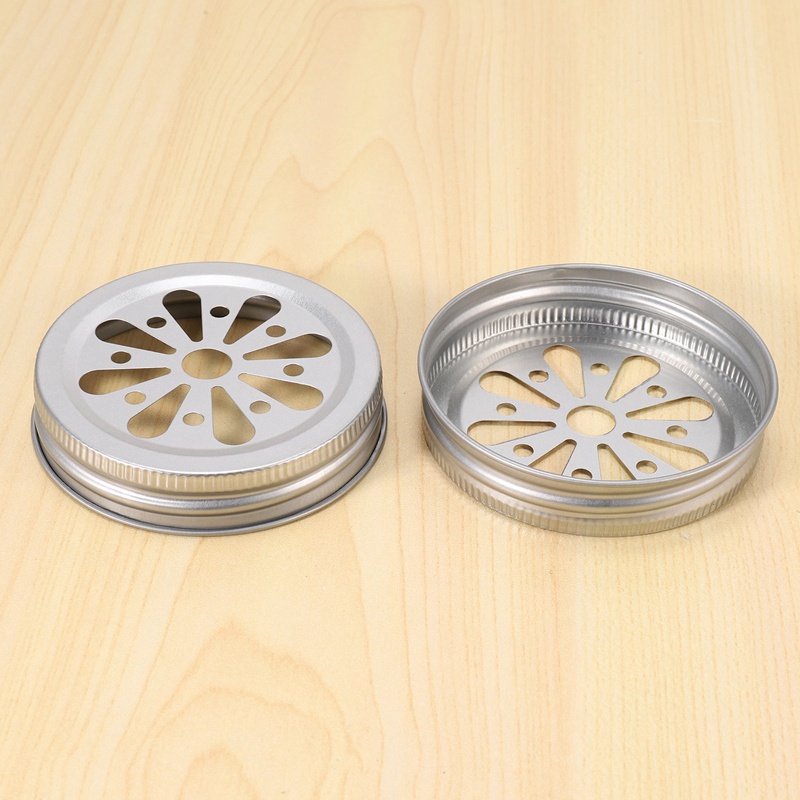 16 cái Miệng thông thường Mason có thể Nắp bình chống rỉ Daisy Cắt với lỗ rơm Nắp hoa rỗng cho bóng , lọ đóng hộp,Etc
