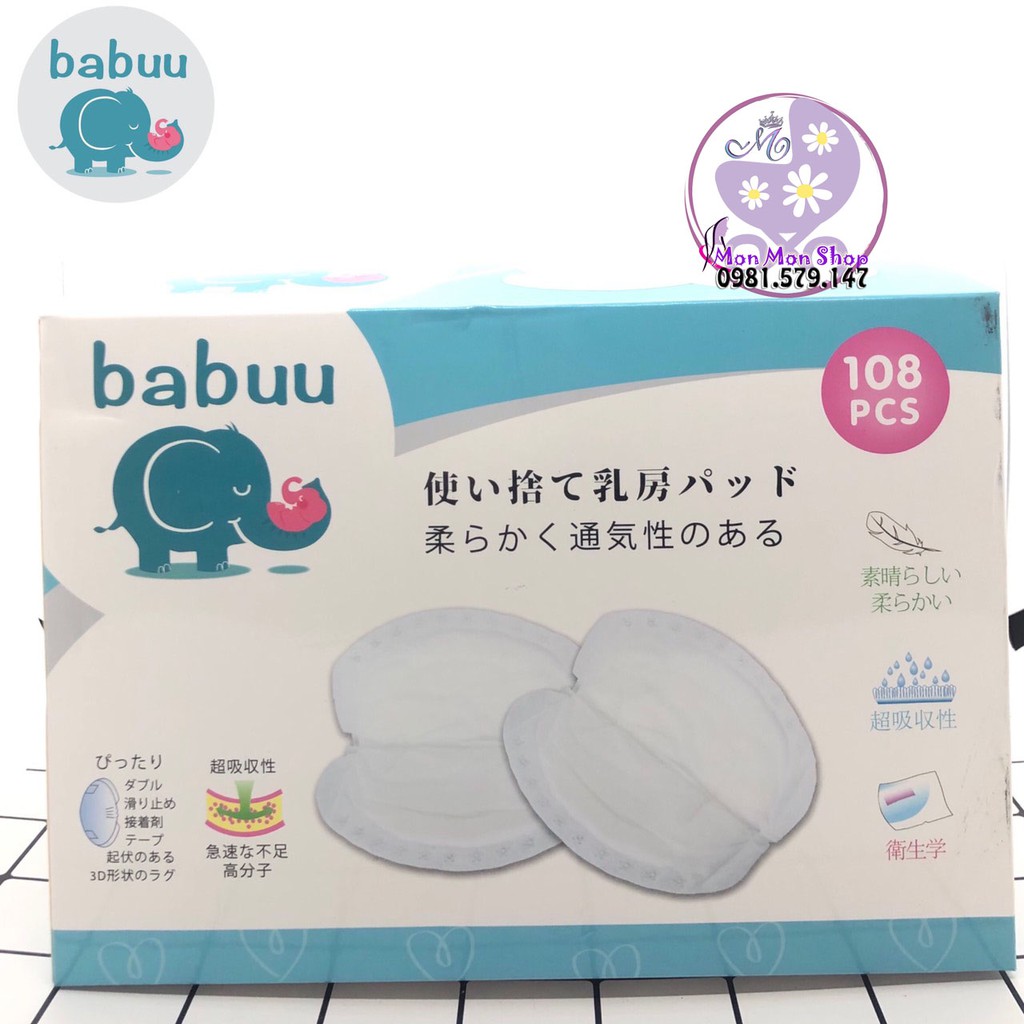 Hộp 24/108 miếng lót thấm sữa Baby Babuu Nhật Bản dùng 1 lần tiện lợi cho mẹ