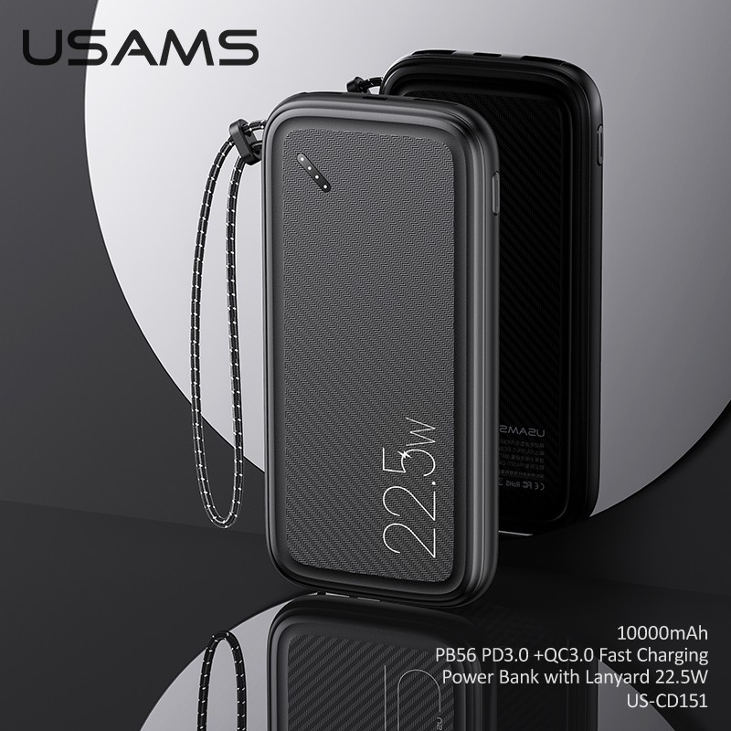 USAMS Sạc Dự Phòng 10000mah 22.5w PD3.0 + QC3.0 Cho Iphone 12 Pro Max 11 8