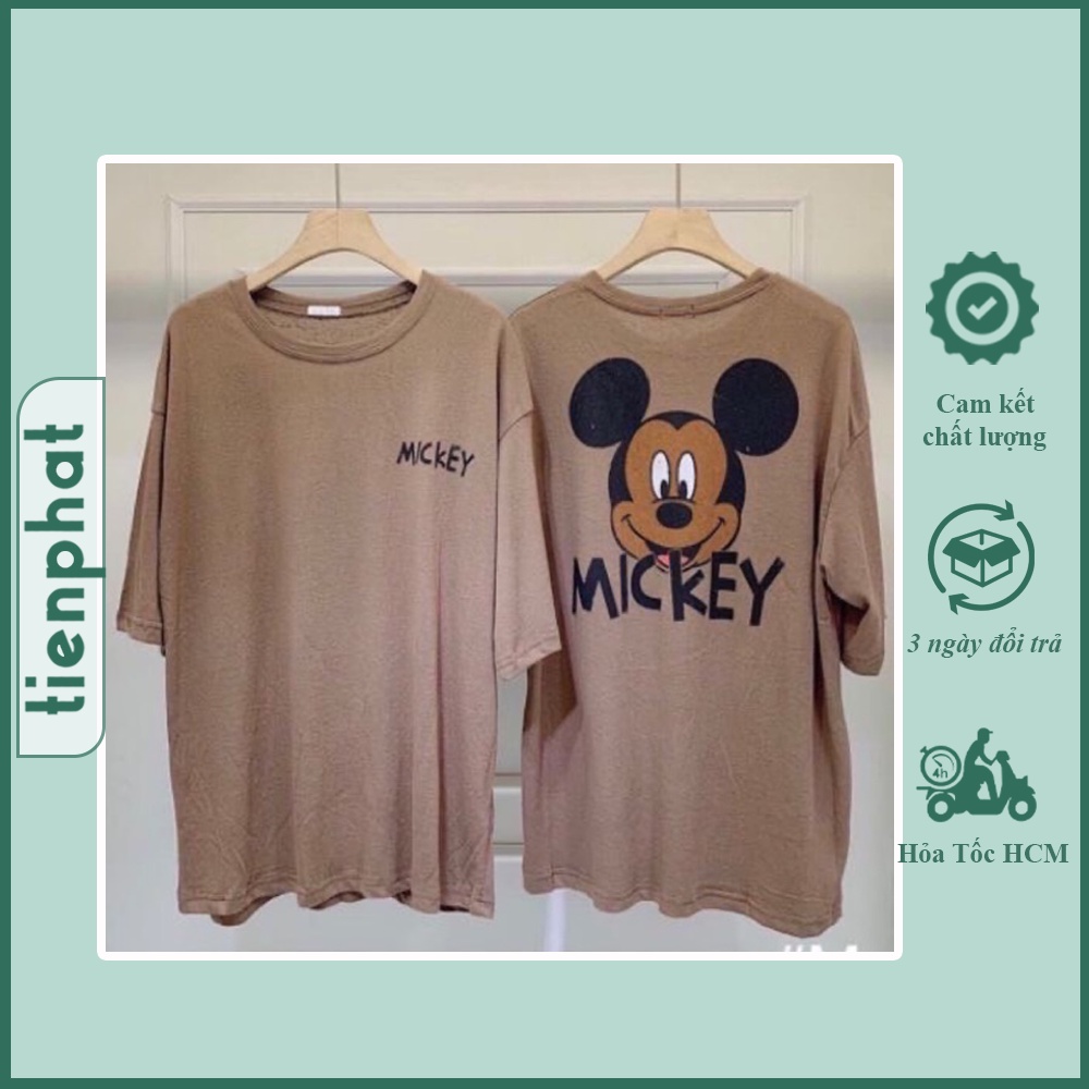 Áo thun nâu Mickey form rộng