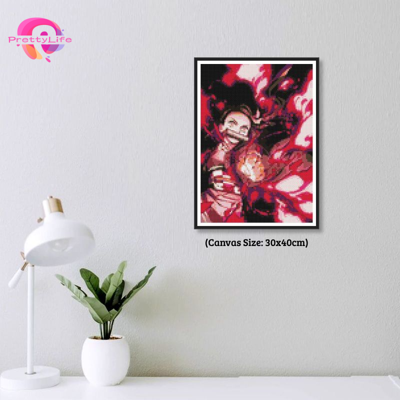 Bộ tranh đính đá DIY họa tiết hoạt hình Demon Slayer kích thước 30x40cm
