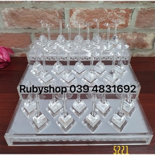 Khay (mâm) mika trưng bày hoa tai, bông tai 3 tầng rời (3 mài: Đỏ, Đen, Trắng)