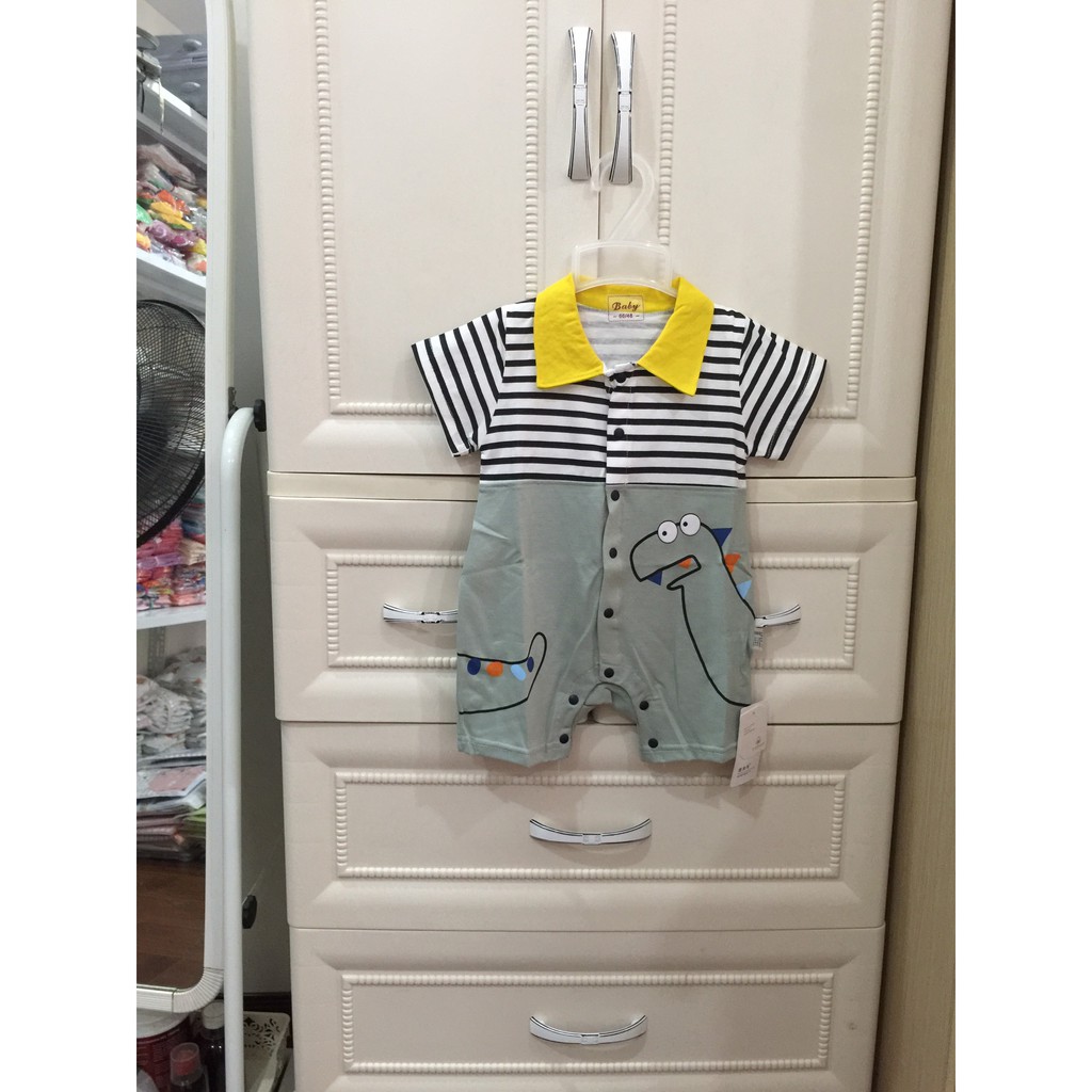 Bodysuit/jumsuit cao cấp cổ bẻ kẻ ngang họa tiết ngộ nghĩnh cho bé Hot nhất Hè 2021