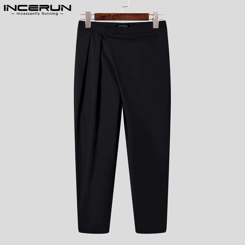 Quần dài hạ đáy INCERUN màu trơn đơn giản thời trang cho nam