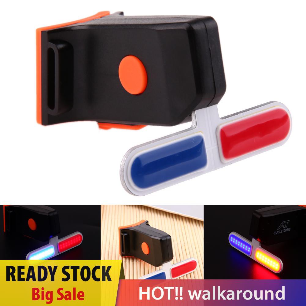 Walk Bike Light Police LED Red Blue Taillight USB Rechargeable Bicycle Tail Lamp