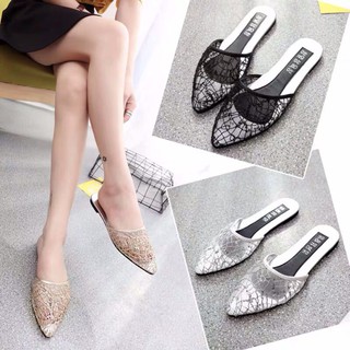 (Order) sz 35-40 Dép sục lưới thêu đính kim sa thoáng khí hè 2019