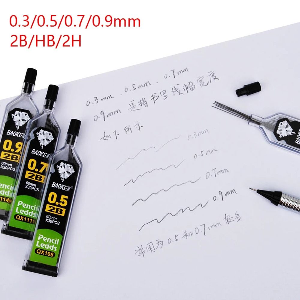Bút chì bấm ngòi 0.3 0.5 0.7 0.9mm 2B HB 2H thay thế tiện dụng cho học sinh