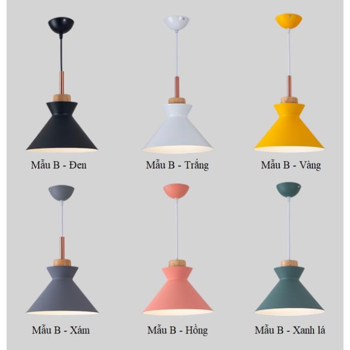 [Hàng Xịn Sò] Đèn Thả Trần Chao Nhôm Đuôi Gỗ A/B/C, Mẫu Đèn Trang Trí Hiện Đại
