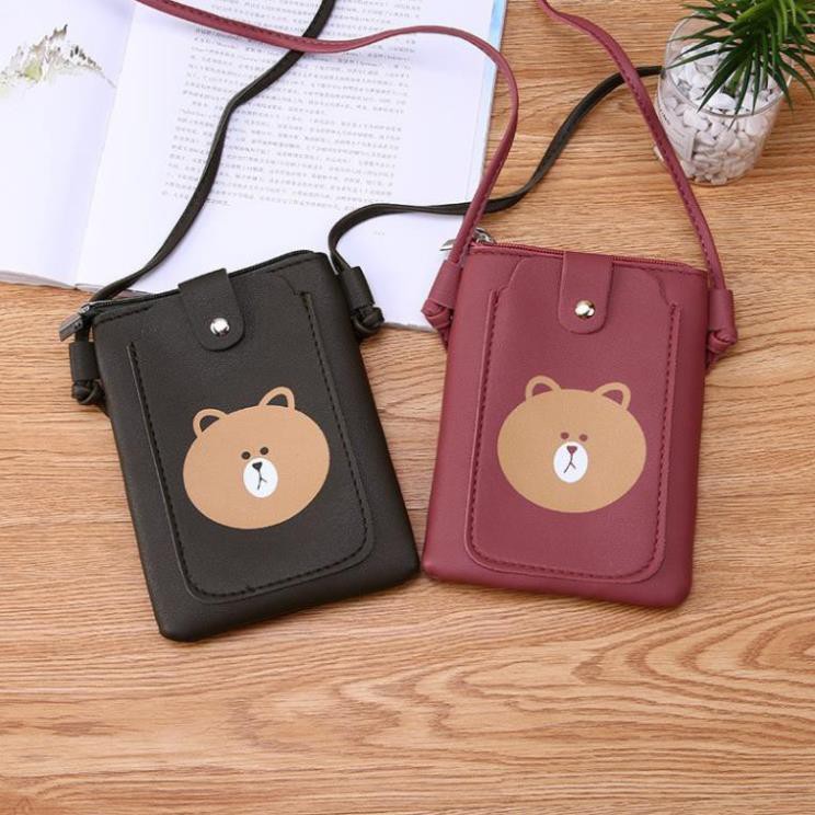 Túi đựng điện thoại hình mặt gấu da xịn chống nước TX76
