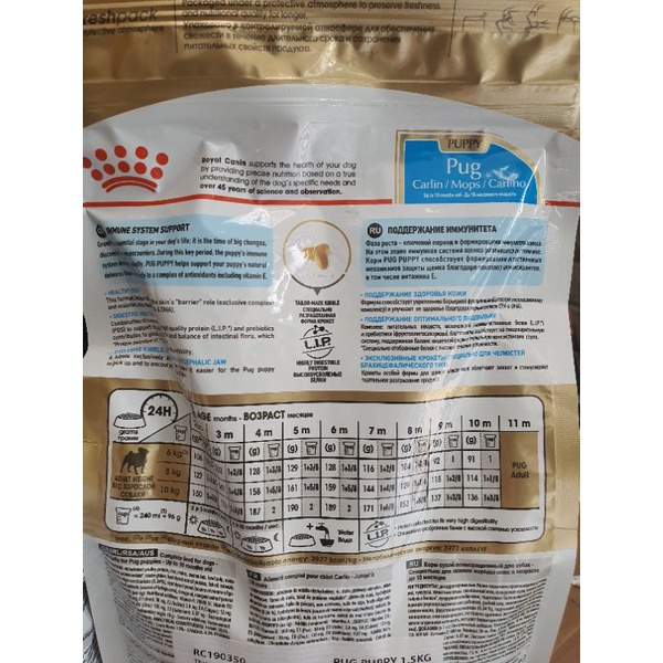 Thức ăn cho Pug còn nhỏ Royal canin Pug Puppy 500g,1.5kg