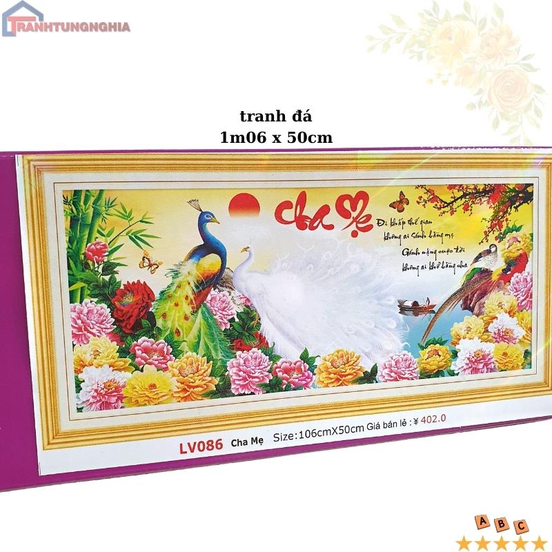 Tranh đính đá, tranh thêu chữ thập cha mẹ tuyệt đẹp