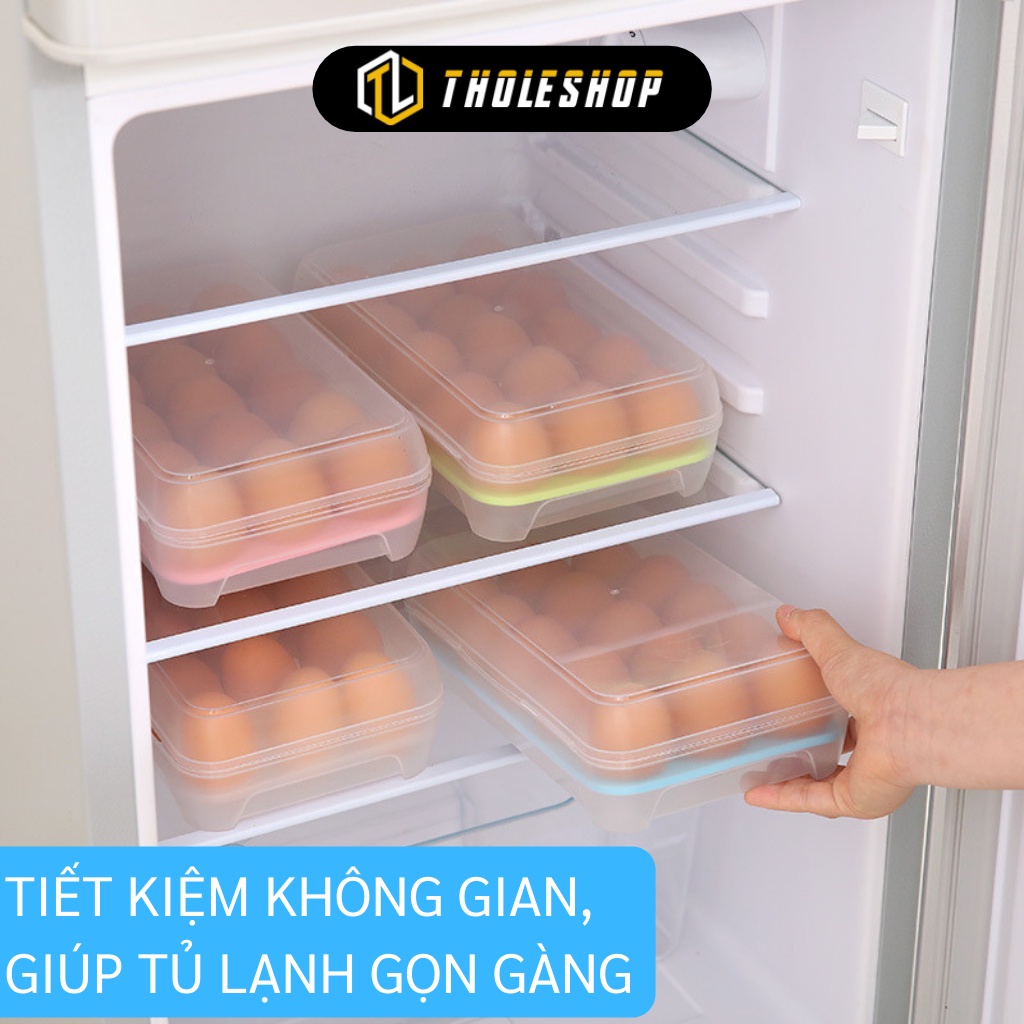 Khay Đựng Trứng 15 Ô - Hộp Bảo Quản Trứng Để Tủ Lạnh Có Nắp Đậy Kín, Đế Chống Trượt 1090