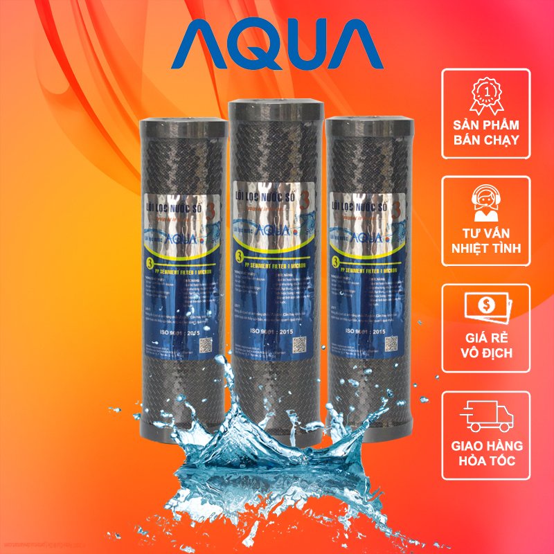 Bộ 3 Lõi Lọc Nước AQUA Chính Hãng Giành Cho Nước Giếng, Nước Phèn, TDS Cao