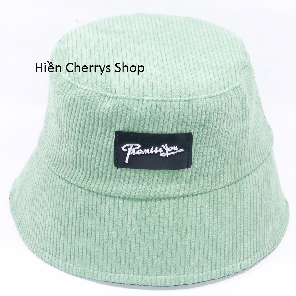 Nón Bucket vành cụp- Nón tai bèo thêu PromissYou chất nhung cao cấp phù hợp cho cả nam và nữ