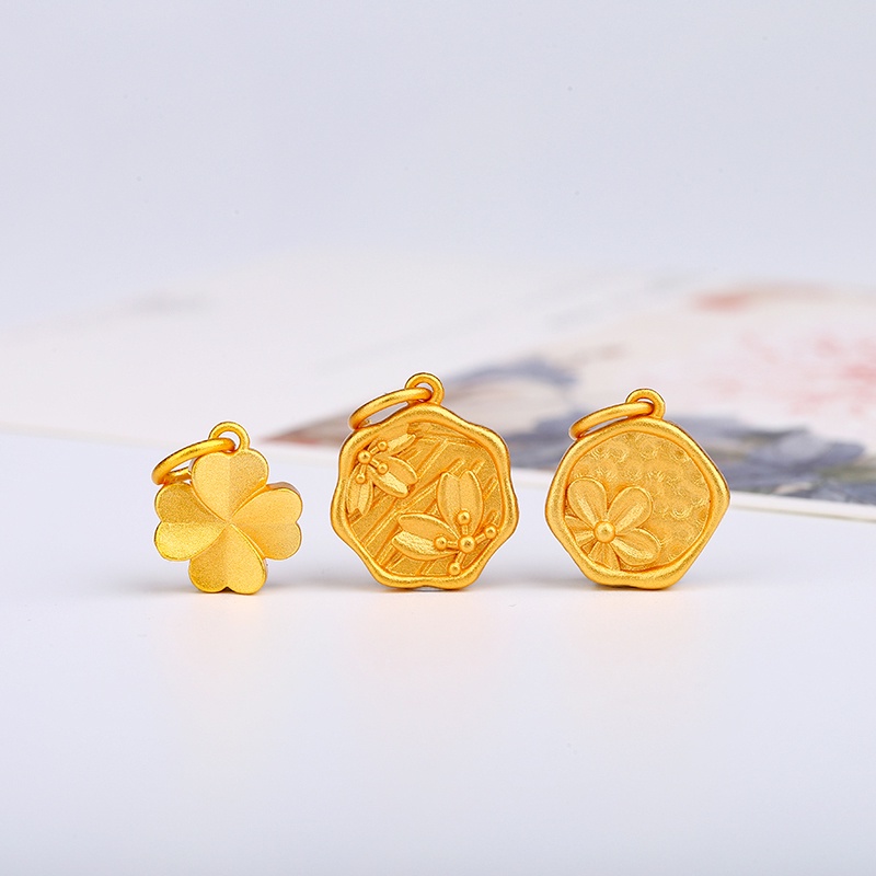 Phụ Kiện Việt Nam Phụ Kiện May Mắn Mặt Dây Chuyền Nụ Hoa Cỏ Bốn Lá Màu Vàng Cát Không Gây Dị Ứng Cao Không Gây Dị Ứng Phụ Kiện Vòng Tay Chống Trượt Tự Làm