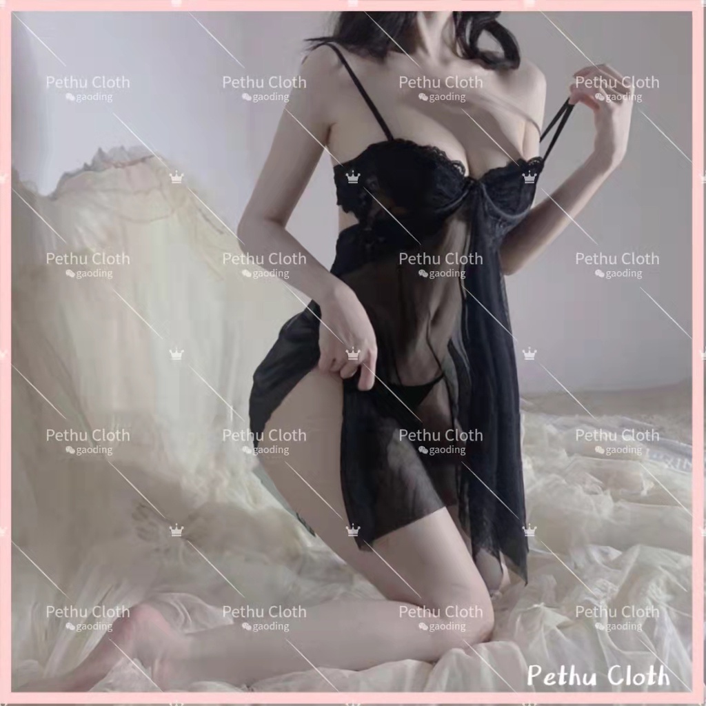 （Q1,HCM)  Có gọng kẽmĐồ ngủ sexy nữ2 dây ren hở lưng cổ chữ v bằng lụa lạnh phối ren thời quyến rũ cho nữ 40-65kg--010