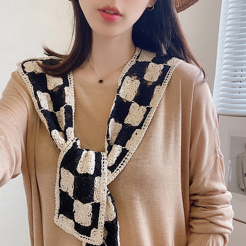 Khăn Choàng Cổ Và Khăn Choàng Cổ Đan Móc Kẻ Sọc Caro Cho Nữ