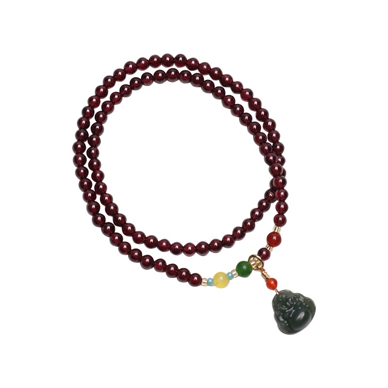 [Hàng Mới Về] Vòng Đeo Tay / Ví Có Khóa Treo Hai Vòng Tròn Đôi Phật Di Lặc Retro Mùa Hè Cho Nam Và Nữ