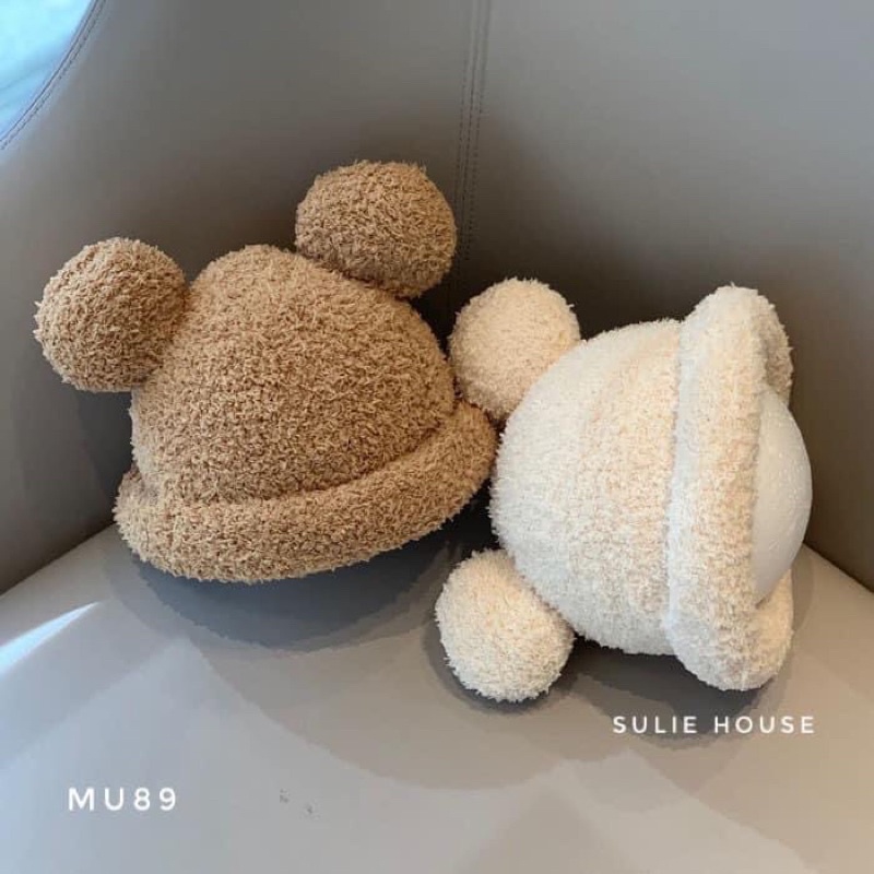 Mũ len lông tai gấu tròn - MU89