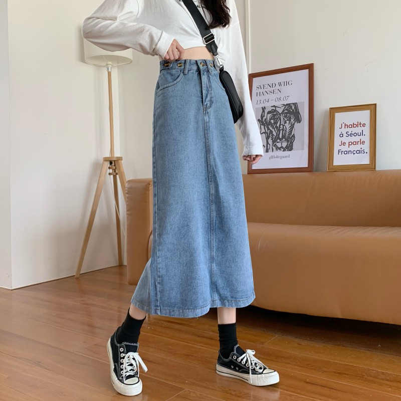 Chân Váy Denim Dáng Chữ A Lưng Cao Thời Trang Cho Nữ | BigBuy360 - bigbuy360.vn