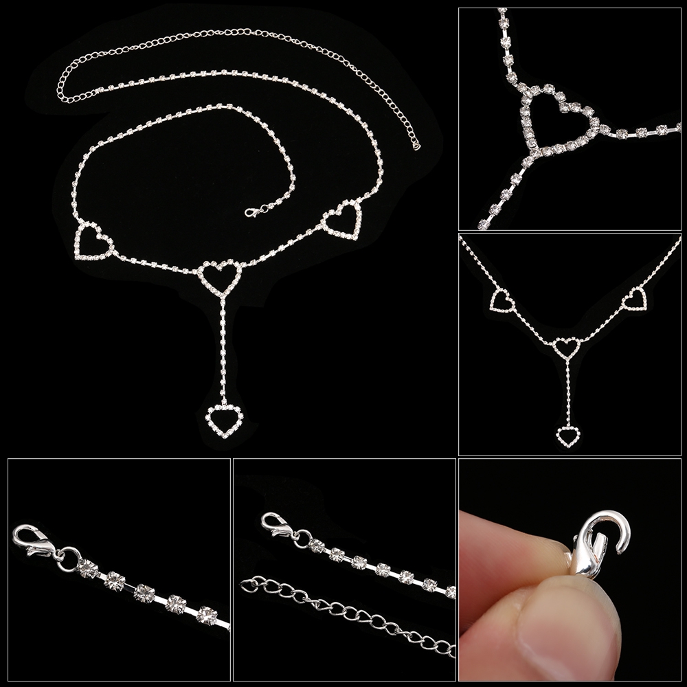 Chuỗi dây đai thắt lưng đính hạt kim tuyến mặt hình trái tim lấp lánh dành cho nữ