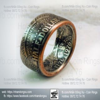 Nhẫn đồng xu half dollar 1776 của mỹ