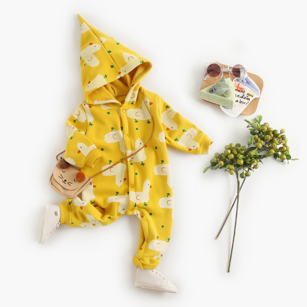 Sanlutoz Áo Liền Quần Tay Dài Chất Liệu Cotton In Họa Tiết Dễ Thương Thời Trang Mùa Đông Cho Bé Sơ Sinh